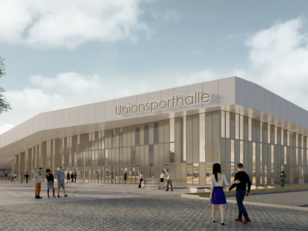 Wettbewerb Sporthalle Dortmund: Visualisierung Haupteingang